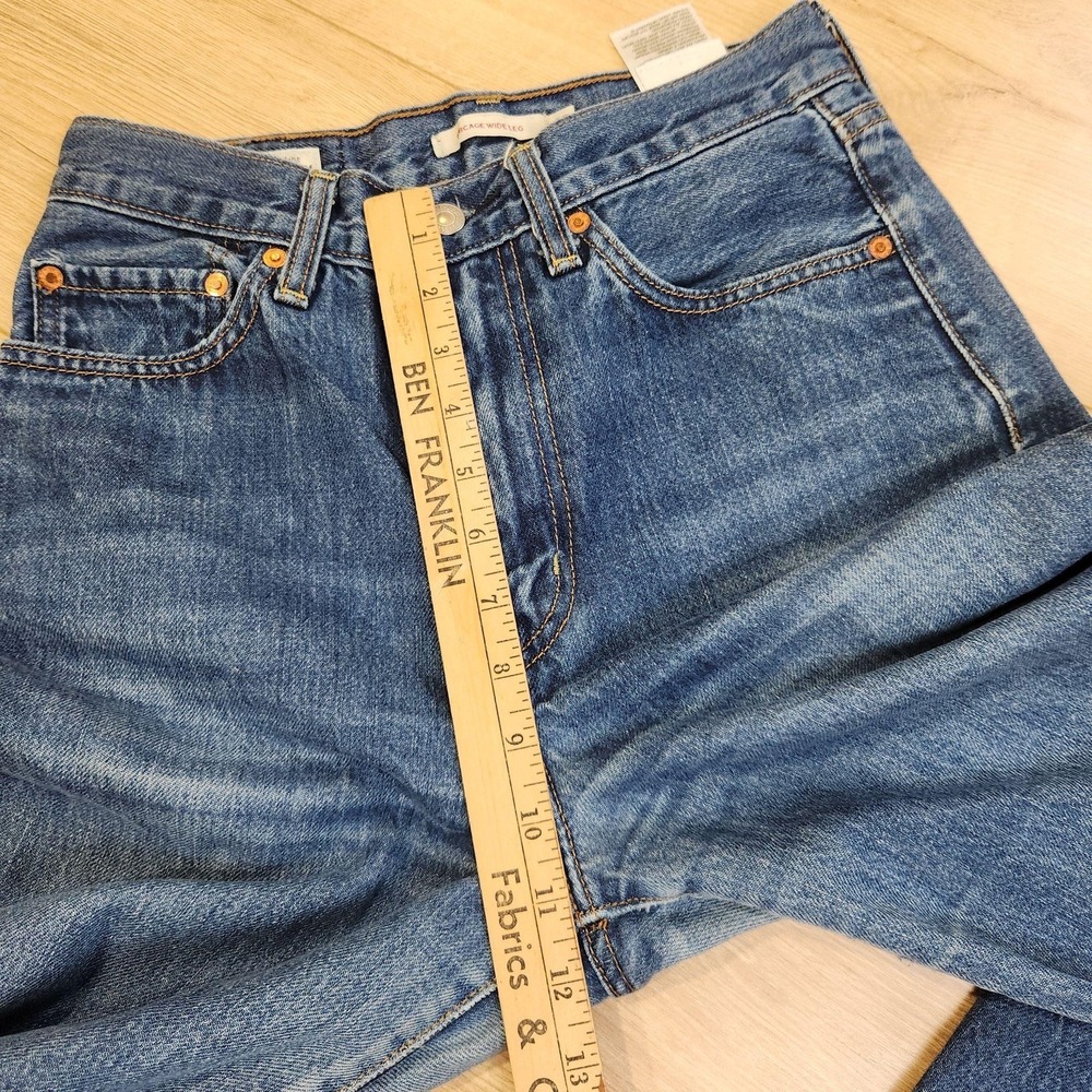 Levis Premium Ribcage Wide Leg Jeans Womens 27x32 Medium Wash High Rise Denim - Picture 9 of 12